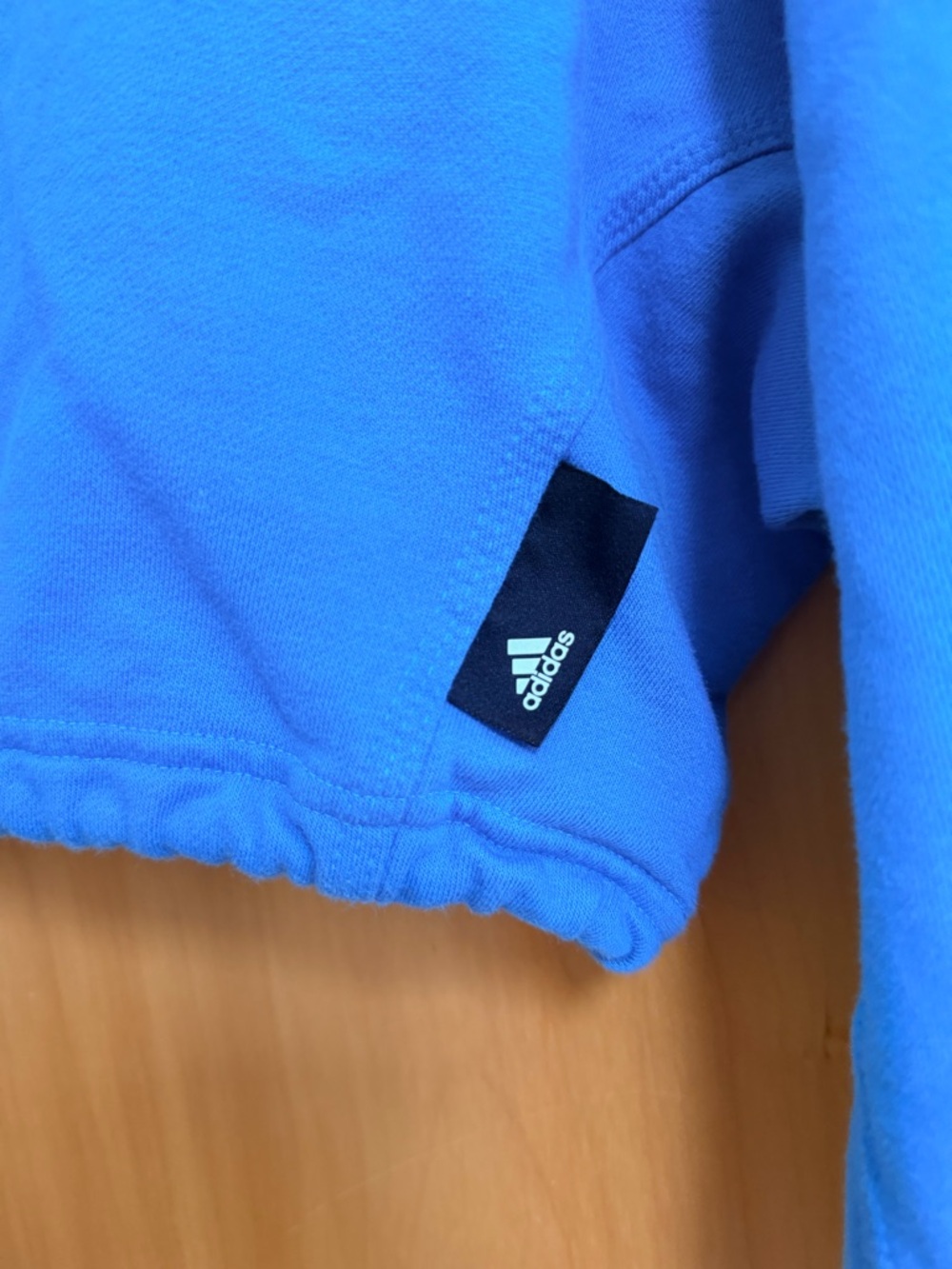 Adidas Cropped Blue Drawstring Sweatshirt - Picture 3 of 5
